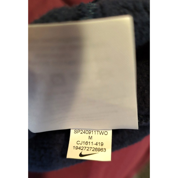 Mens Unisex Nike Embroidered Hoodie Sz M Navy Blue Hood Sweatshirt Pullover Gym - Picture 8 of 11